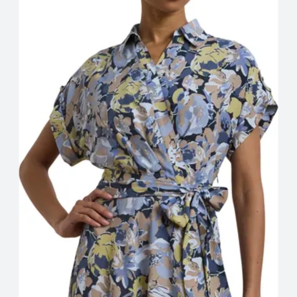 Ralph Lauren Floral Belted Crepe Wrap Midi Dress Women's Size 2 H